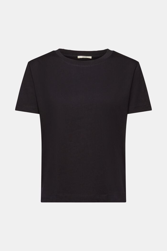 T-shirt à encolure ronde en coton, BLACK, detail image number 6