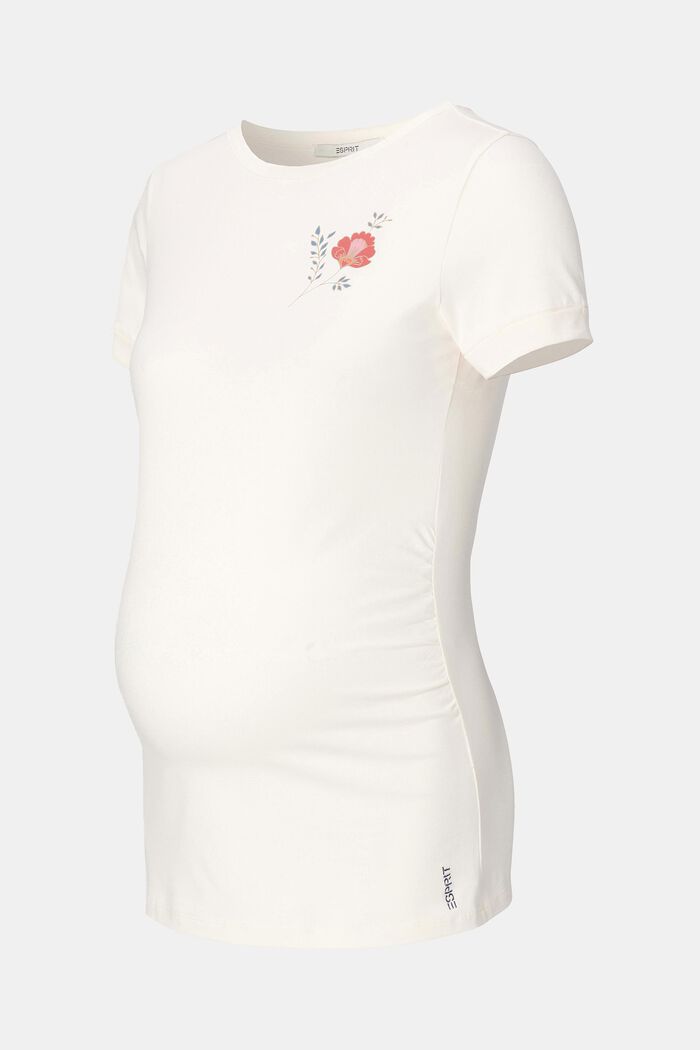 T-shirt à motif floral imprimé, en coton bio stretch, OFF WHITE, overview
