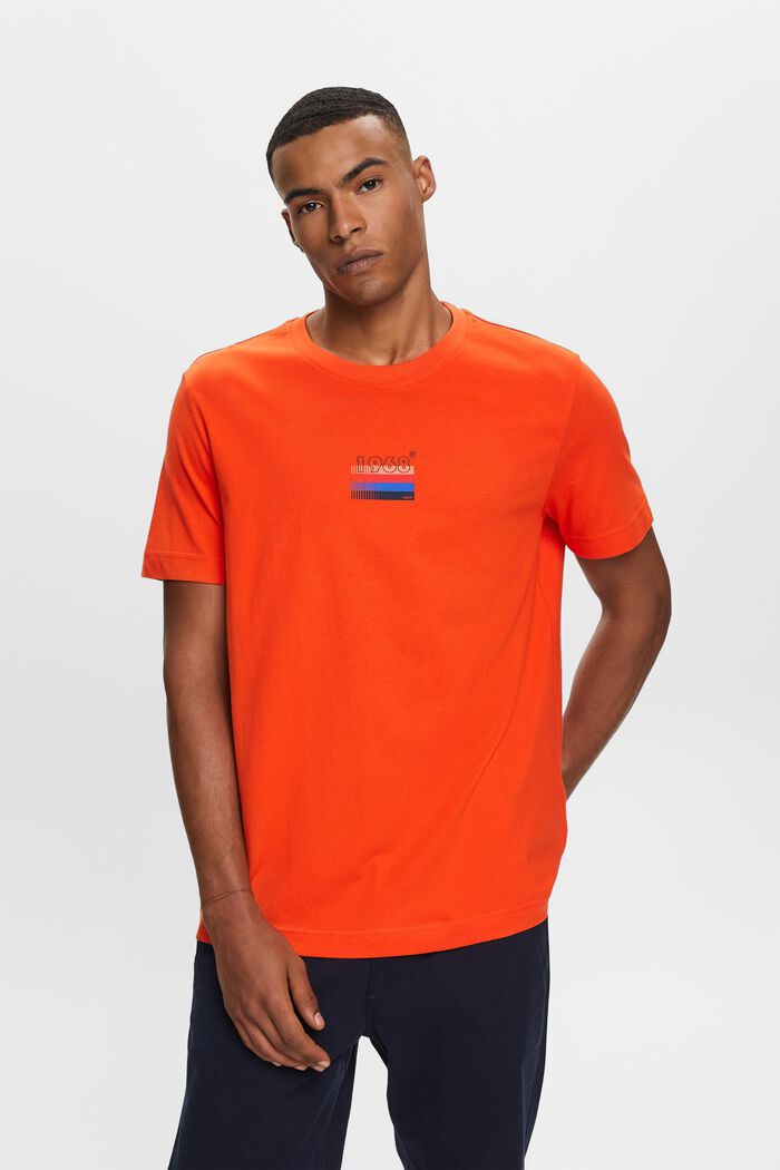 Jersey T-shirt met print, 100% katoen, BRIGHT ORANGE, detail image number 0