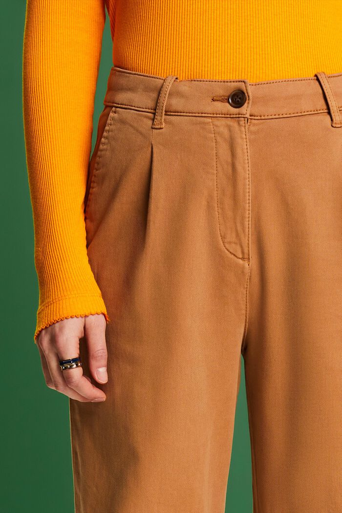 Wide fit chino met hoge taille, CARAMEL, detail image number 1