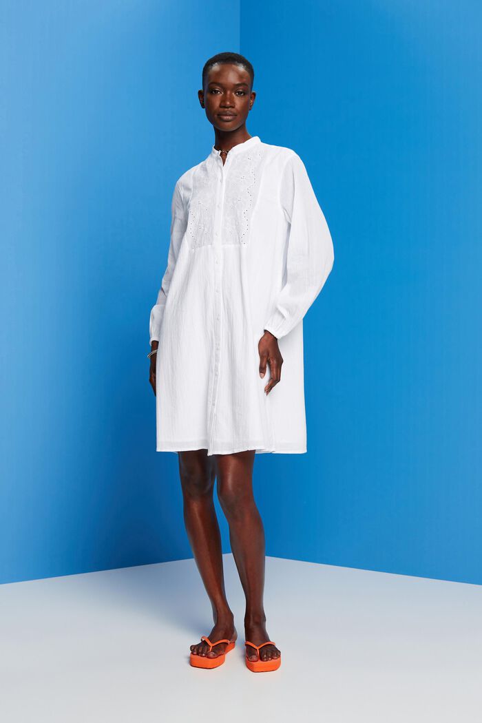 Robe-chemise brodée, WHITE, detail image number 4