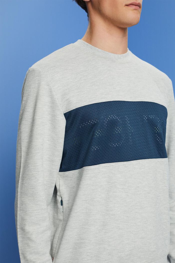 Fleece sweatshirt met mesh logo, LIGHT GREY, detail image number 2