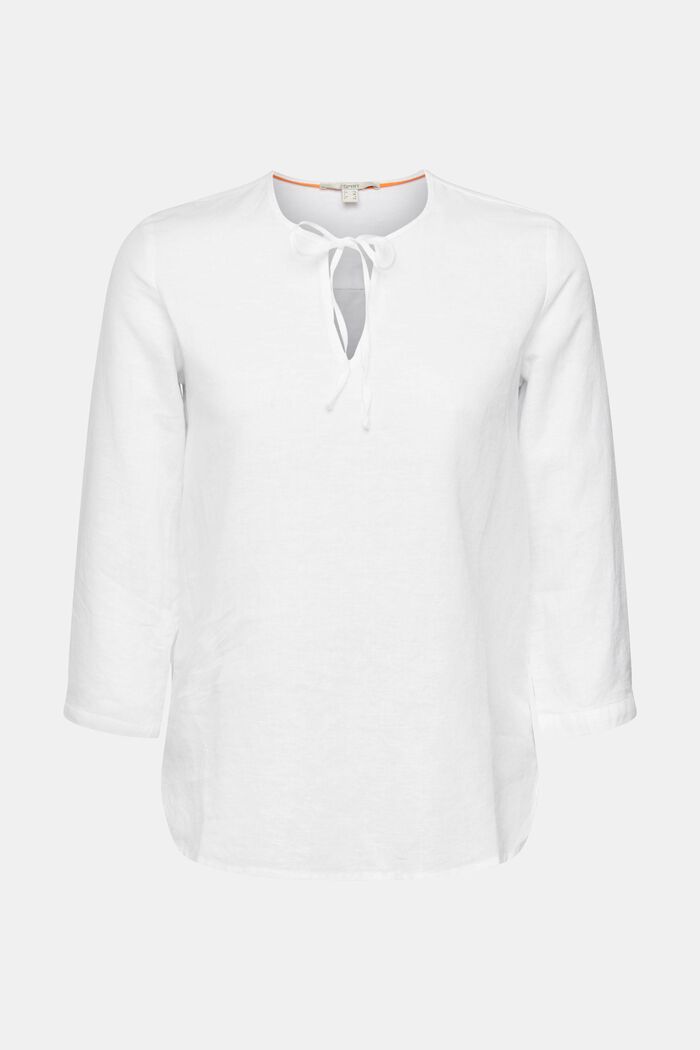 Linnen: blouse met koordjes, WHITE, detail image number 0