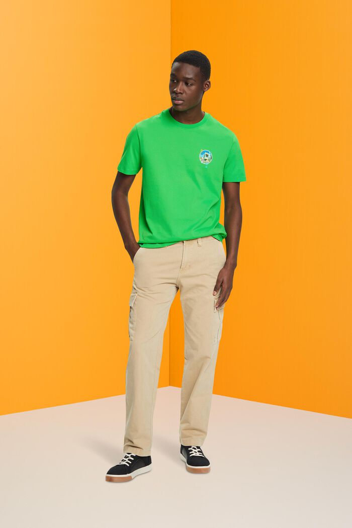 T-shirt de coupe Slim Fit orné d’un petit imprimé sur la poitrine, GREEN, detail image number 4