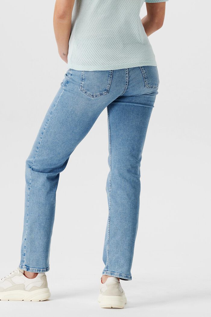 Jeans met rechte pijpen en band over de buik, LIGHT WASHED, detail image number 1