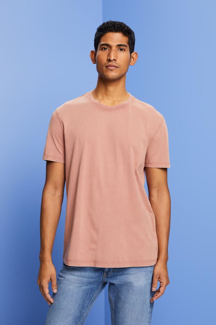 T-shirt en jersey teint en pièce, 100 % coton, DARK OLD PINK, detail image number 0