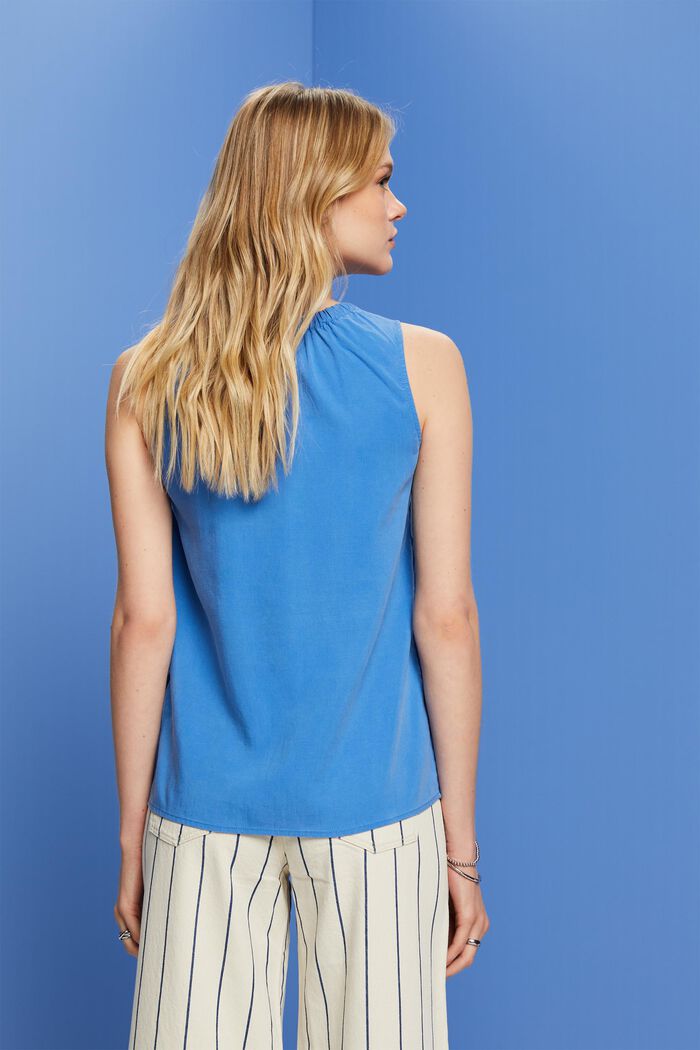 Mouwloze blouse met elastische kraag, BRIGHT BLUE, detail image number 3
