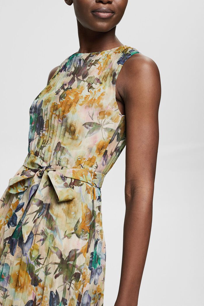 En matière recyclée : la robe lissée ornée d´un imprimé à fleurs, OFF WHITE, detail image number 3