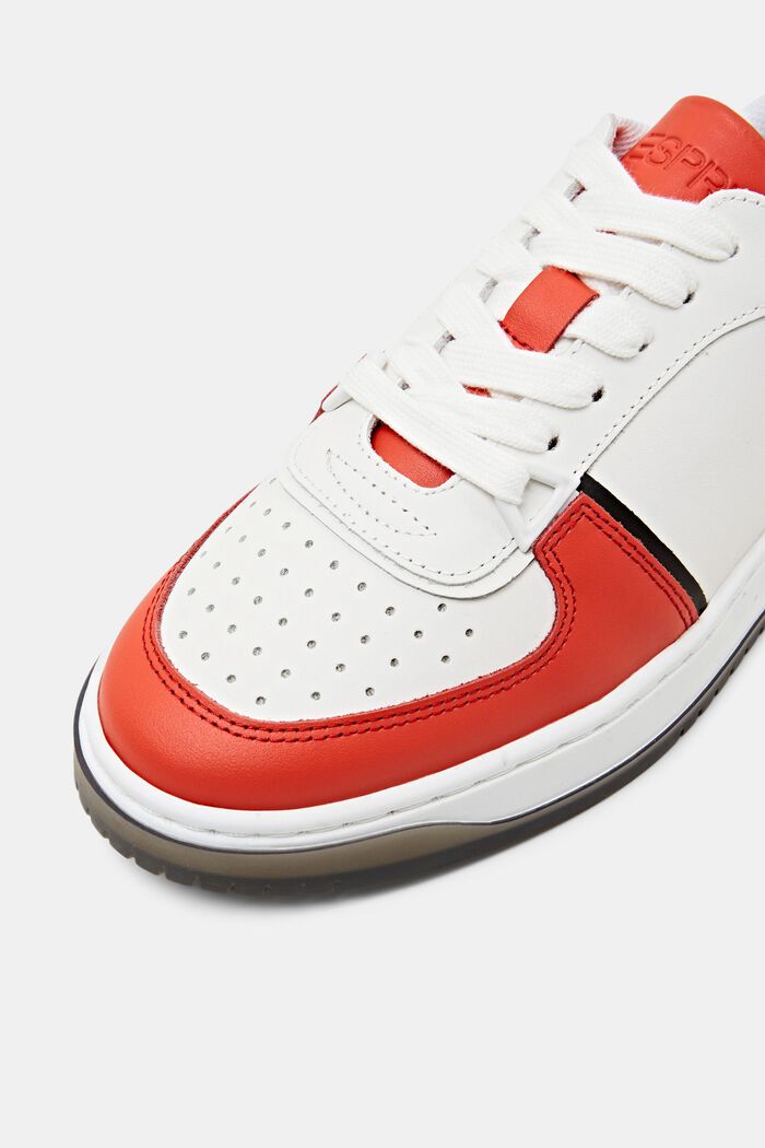 Leren sneakers met vetersluiting, CORAL RED, detail image number 3