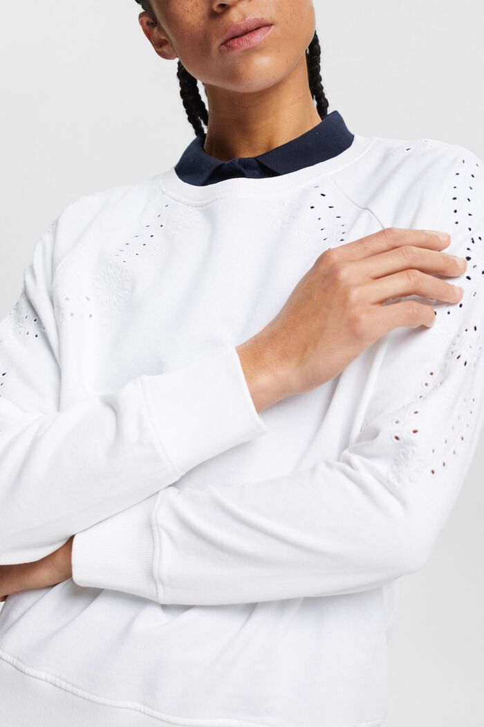 Sweatshirt met borduursels, WHITE, detail image number 2