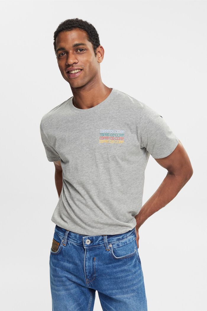 Jersey T-shirt met kleurige logoprint, MEDIUM GREY, detail image number 0