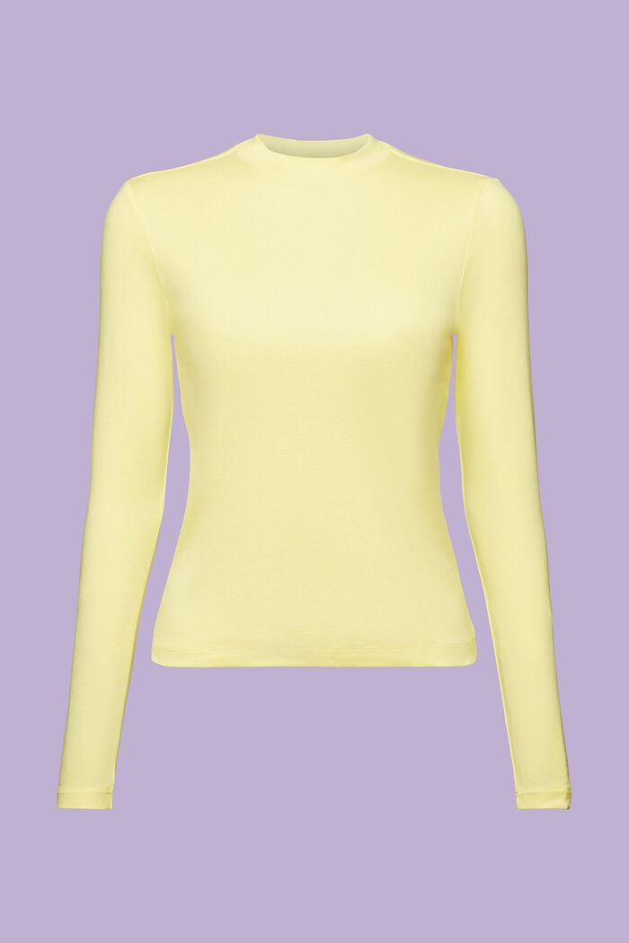 T-shirt à manches longues en jersey de coton, PASTEL YELLOW, detail image number 6
