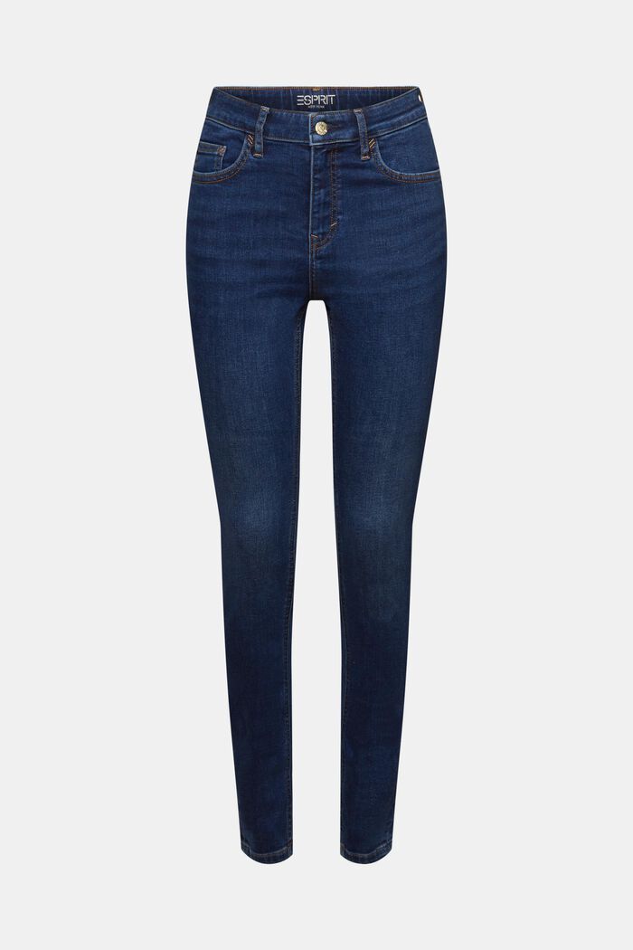 Skinny fit jeans met hoge taille, BLUE LIGHT WASHED, detail image number 6
