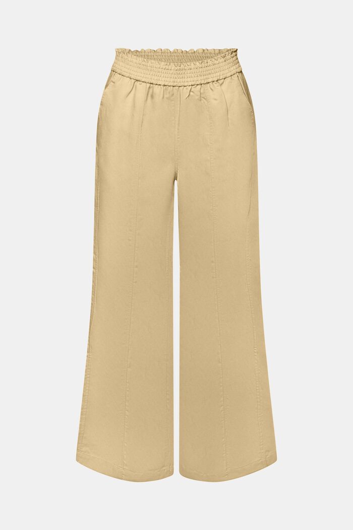 Pull-on broek met wijde pijpen, linnenmix, SAND, detail image number 6