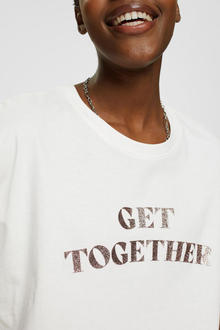 T-shirt met glitterprint, OFF WHITE, detail image number 2