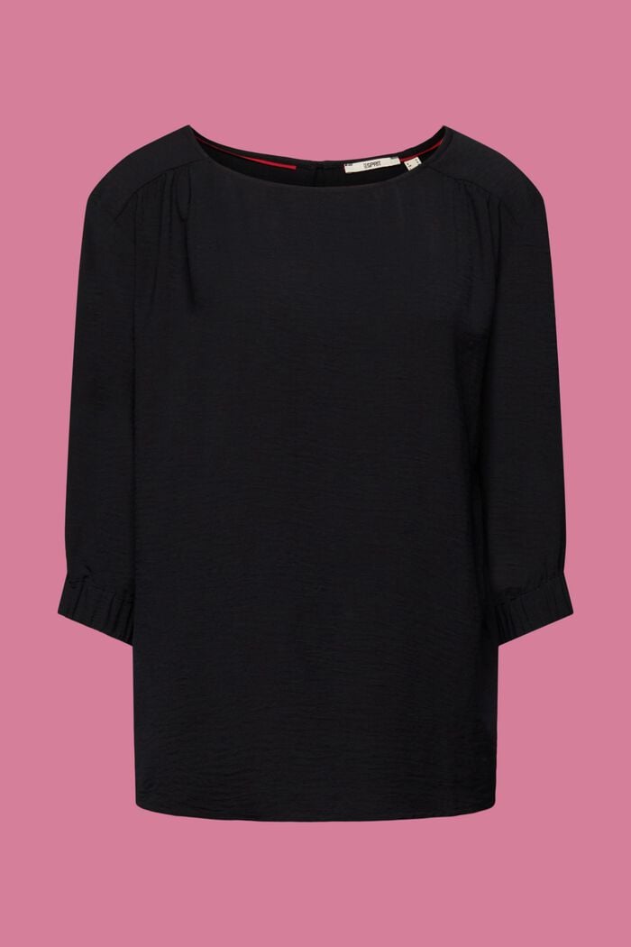 Crêpe blouse met elastische mouwboorden, BLACK, detail image number 6