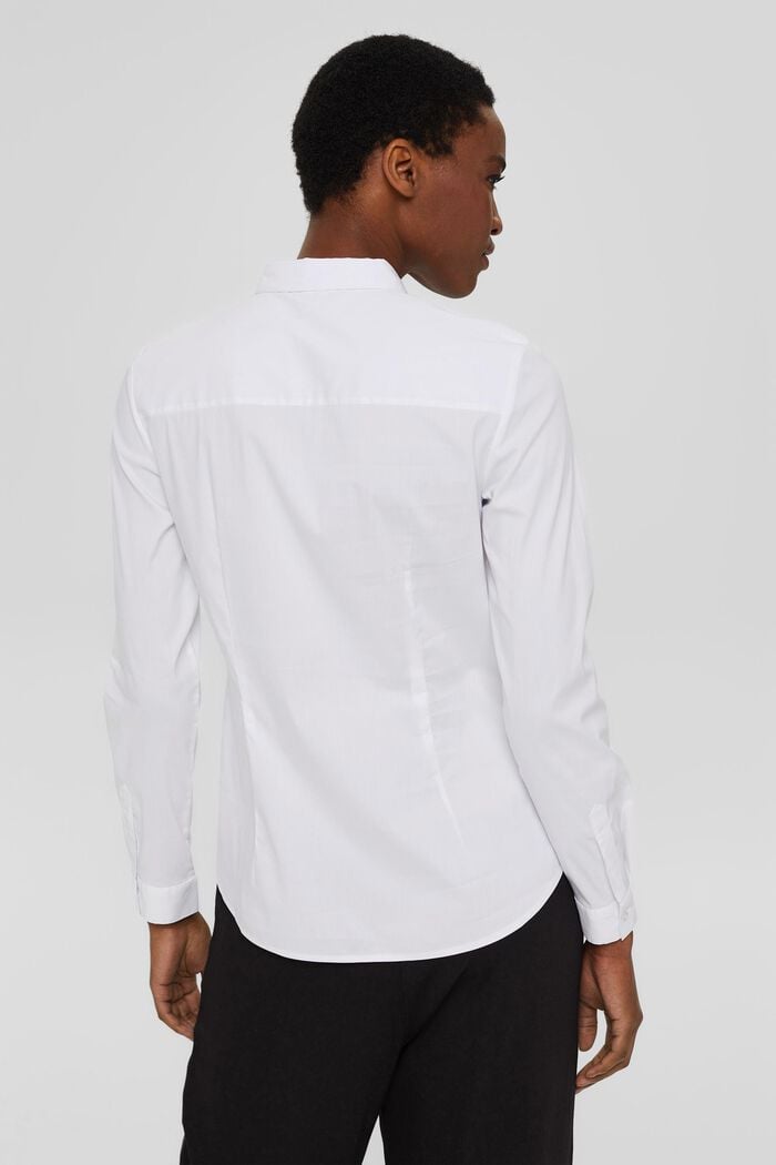 Getailleerde overhemdblouse met stretch, WHITE, detail image number 3