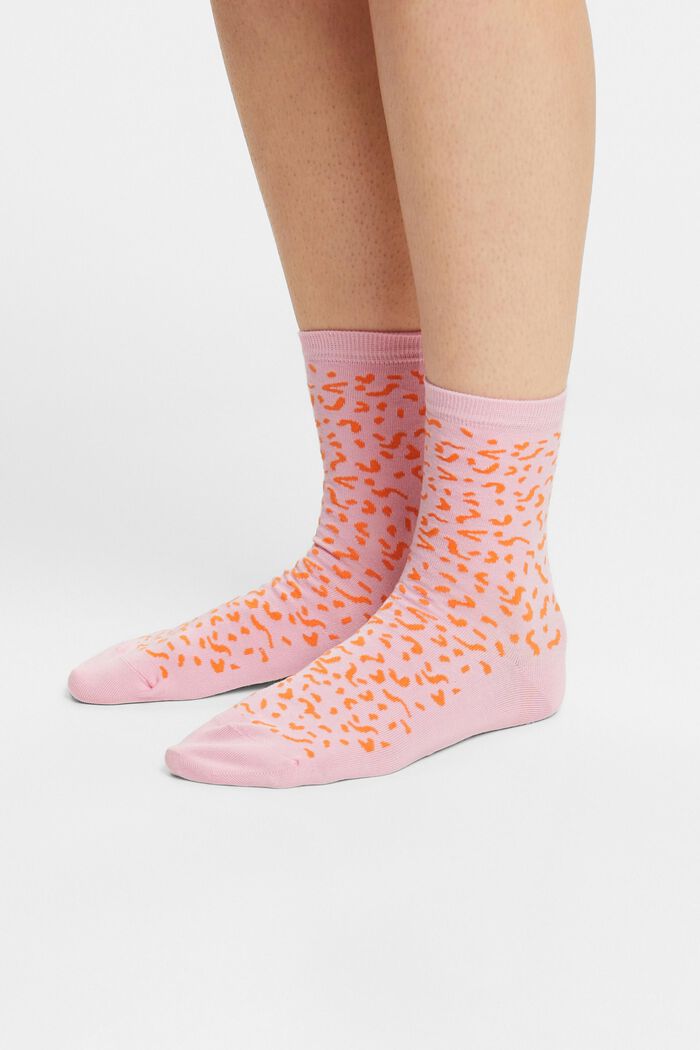 2 paar katoenen sokken met print, ORANGE/LIGHT PINK, detail image number 1