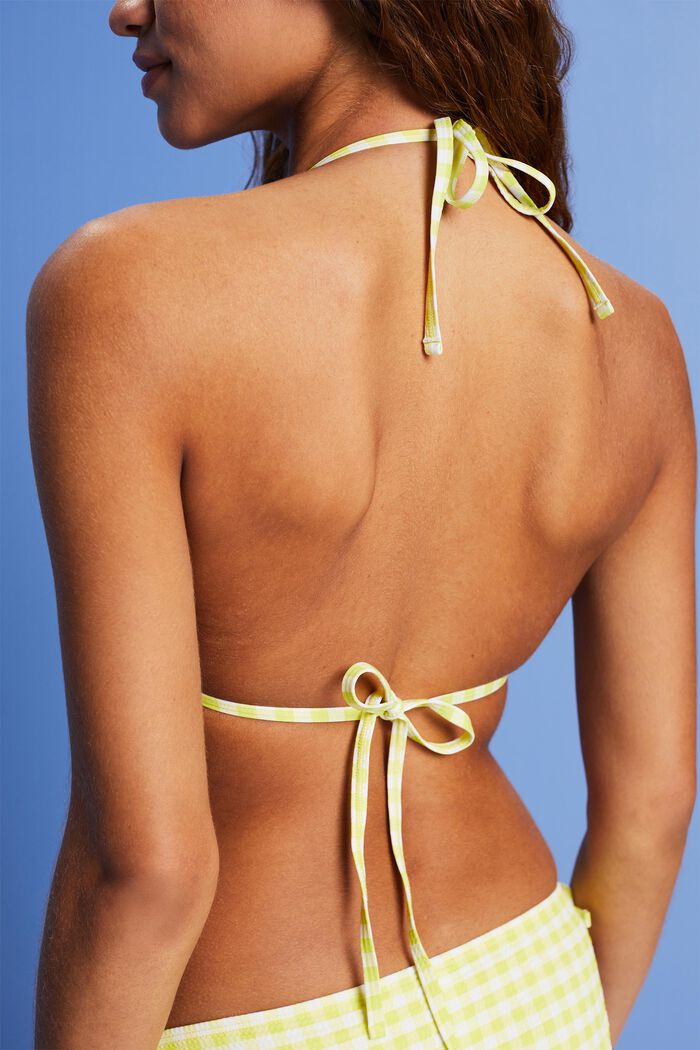 Gevoerde bikinitop met halternek, LIME YELLOW, detail image number 3