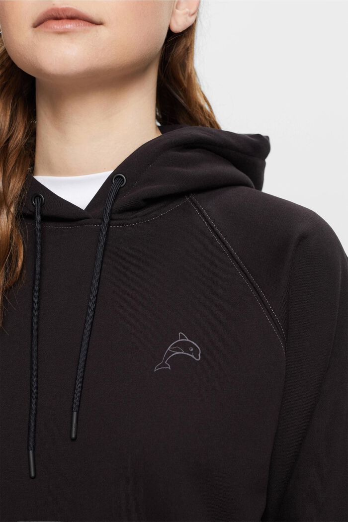 Cropped hoodie met dolfijnenlogo, BLACK, detail image number 2