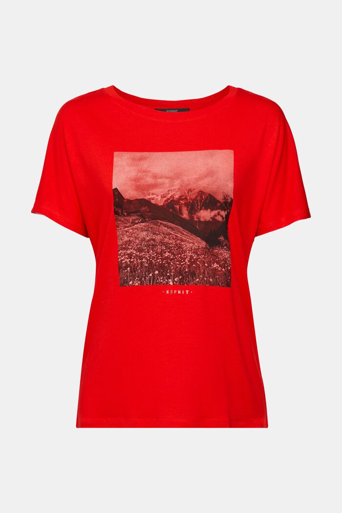 T-shirt met print, LENZING™ ECOVERO™, RED, detail image number 2