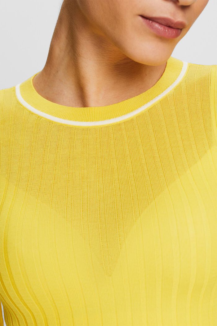 Pull-over col rond en maille côtelée, YELLOW, detail image number 3