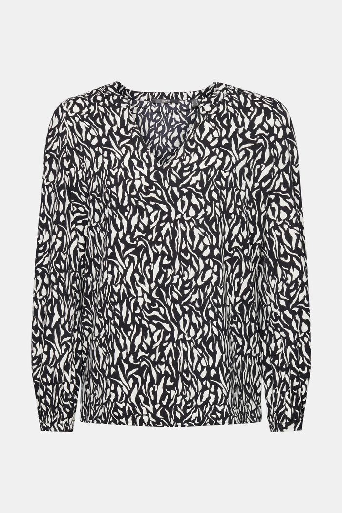 Crêpe blouse met all-over motief, BLACK, detail image number 5