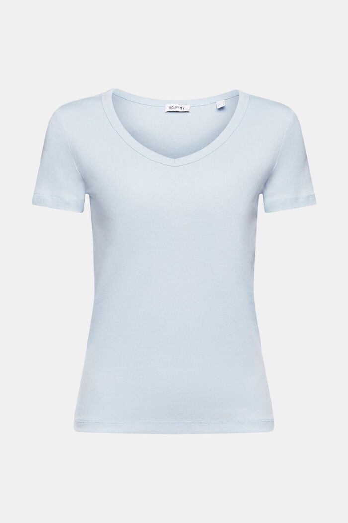 Katoenen T-shirt met V-hals, LIGHT BLUE, detail image number 5
