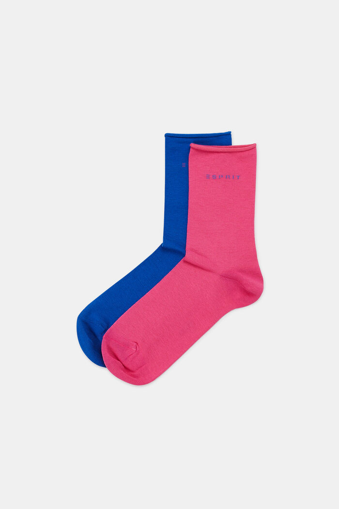2 paar grofgebreide sokken, BLUE/PINK, detail image number 0