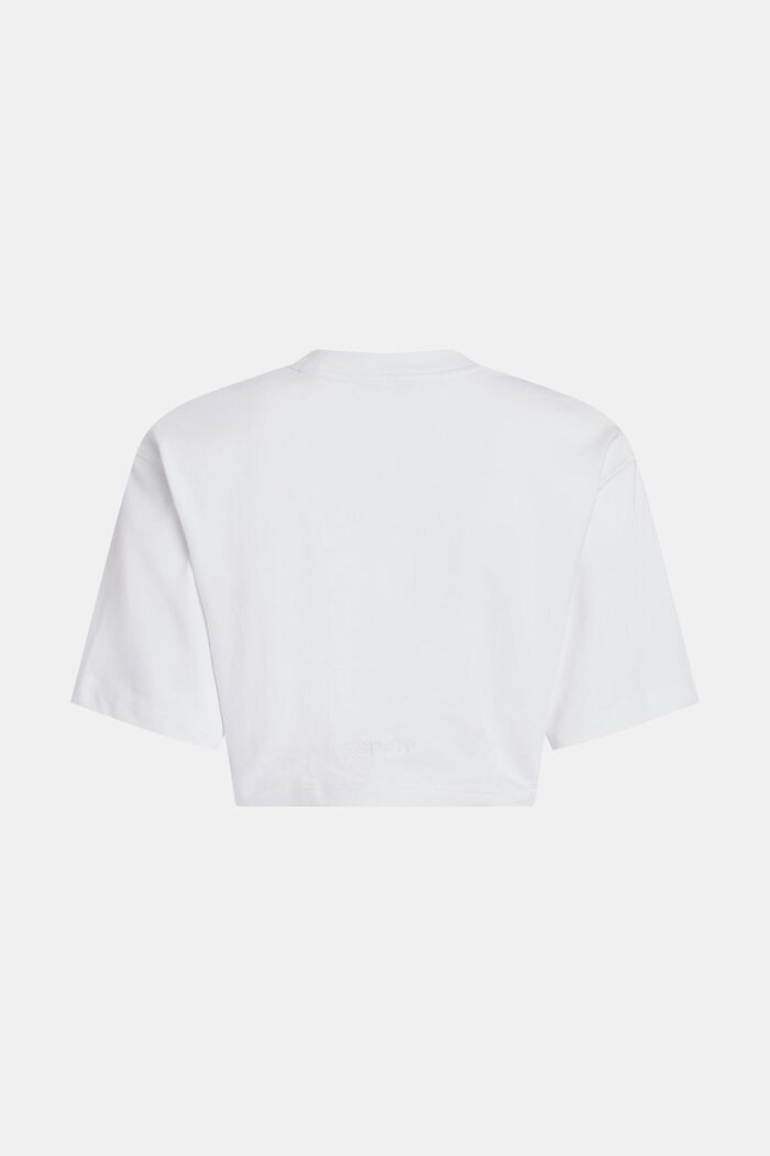 Cropped T-shirt met indigo Denim Not Denim print, WHITE, detail image number 5