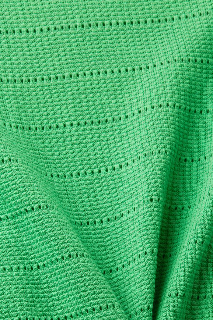 Katoenen trui met opengewerkt motief, GREEN, detail image number 4
