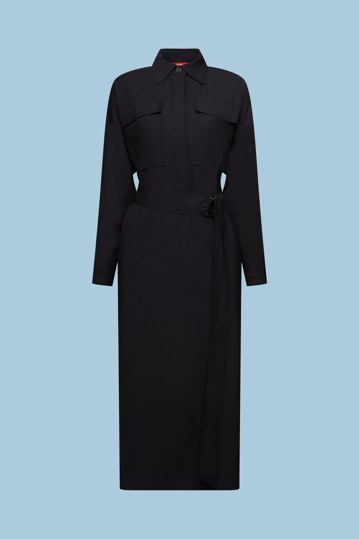 Robe-chemise oversize de longueur midi, BLACK, detail image number 5