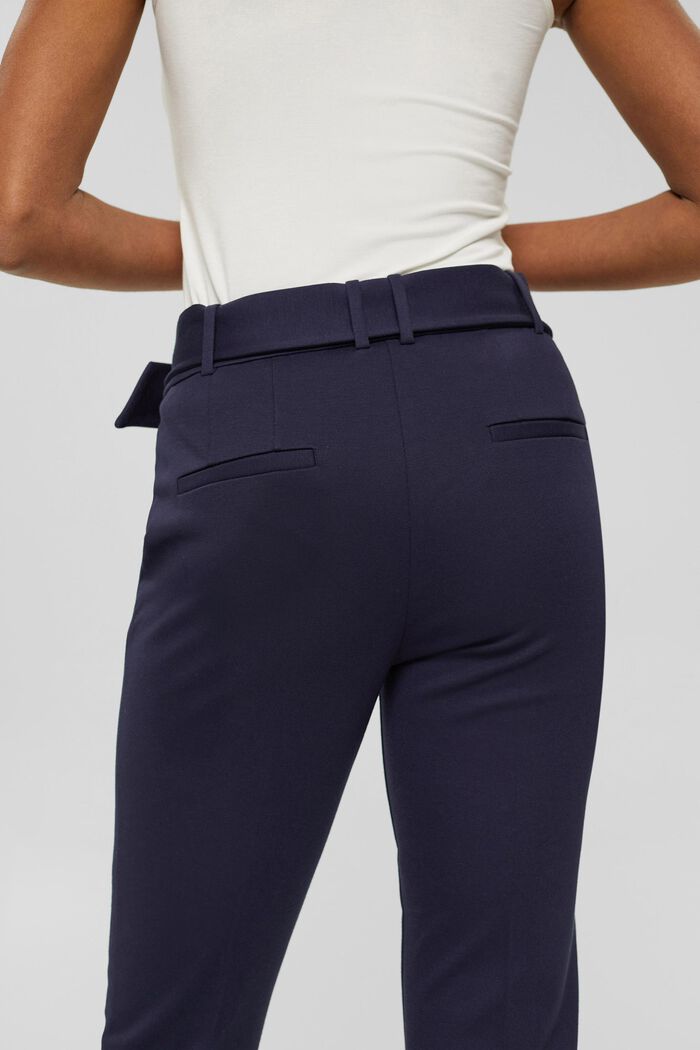Pantalon stretch à ceinture et jambes droites, NAVY, detail image number 5