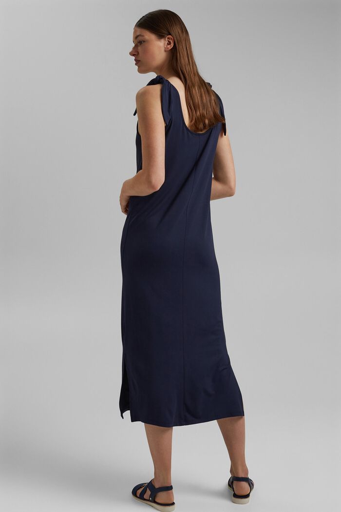 Jersey jurk met geknoopt effect, LENZING™ ECOVERO™, NAVY, detail image number 2