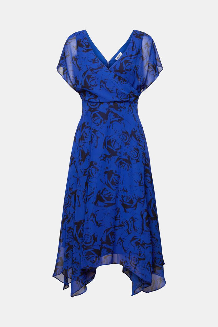Chiffon maxi-jurk met V-hals en print, BRIGHT BLUE, detail image number 7