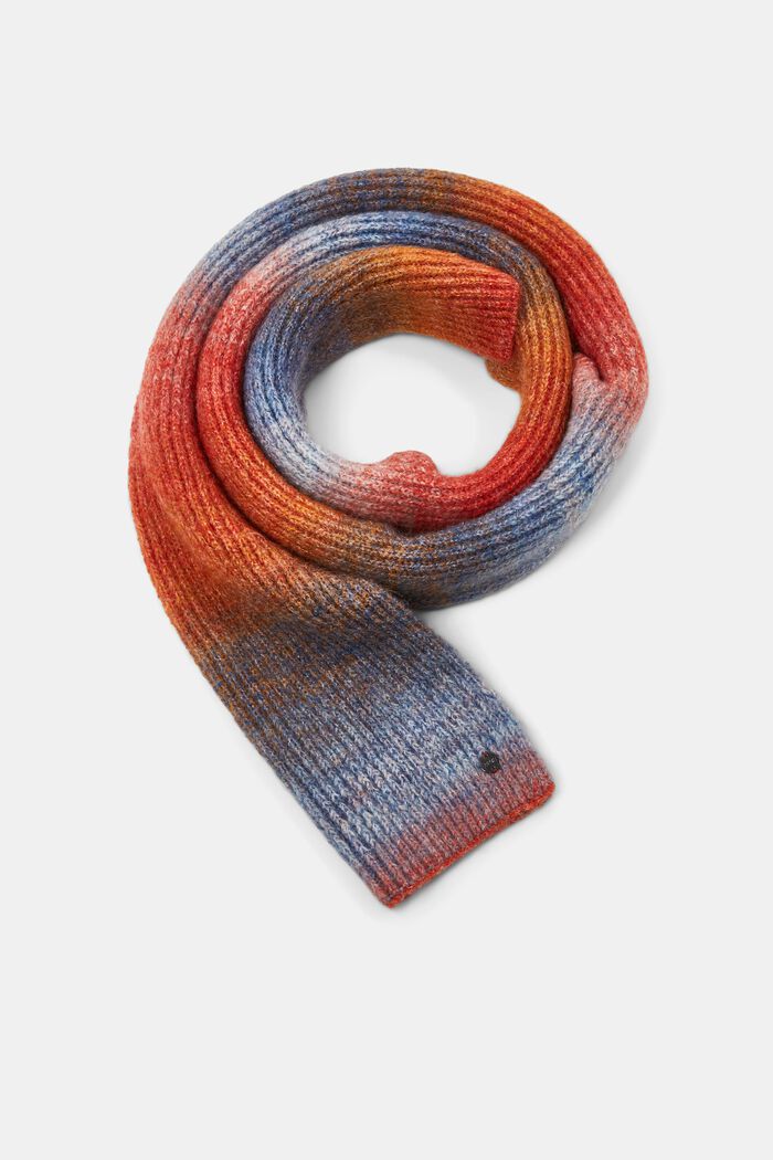 Meerkleurige gebreide sjaal met wol, GOLDEN ORANGE, detail image number 0