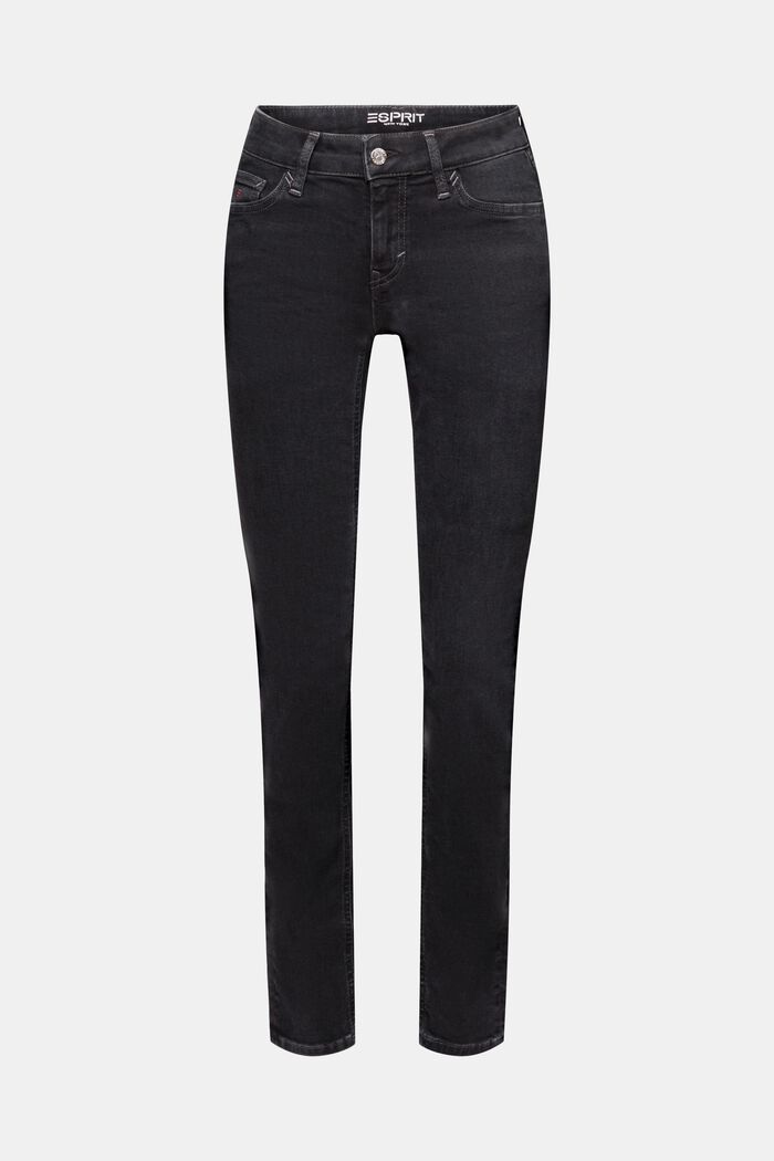 Slim jeans met hoge taille, BLACK RINSE, detail image number 7