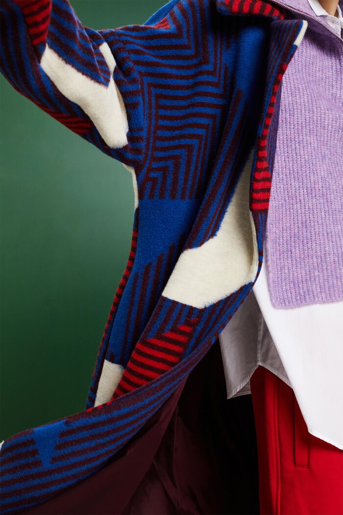 Manteau imprimé en laine mélangée, BORDEAUX RED, detail image number 3