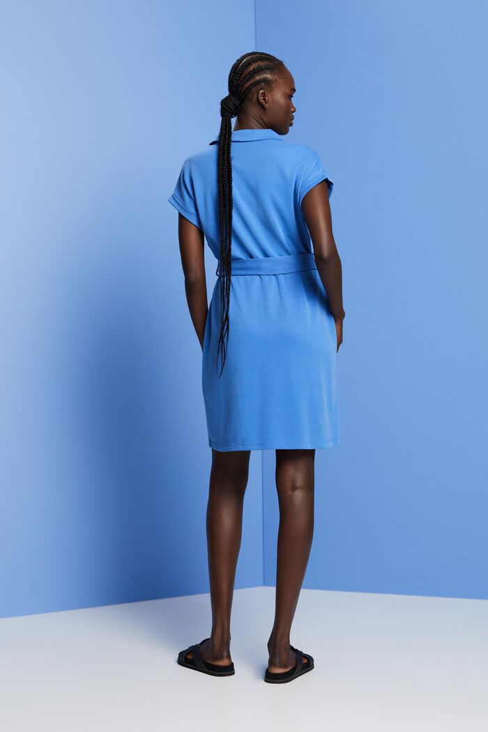 Gebreide jurk met strikceintuur, TENCEL™, BRIGHT BLUE, detail image number 3