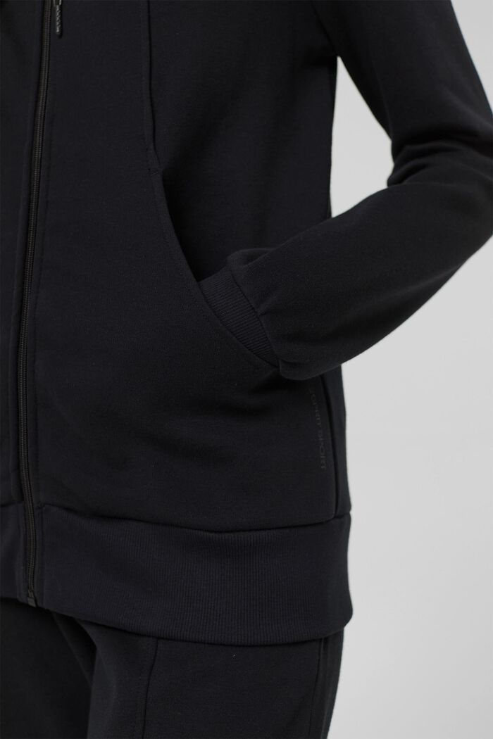 Sweat-shirt zippé, coton mélangé, BLACK, detail image number 2