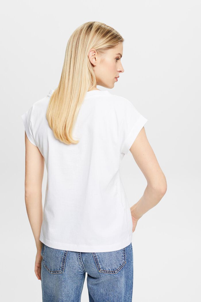 T-shirt en à encolure en V, WHITE, detail image number 2
