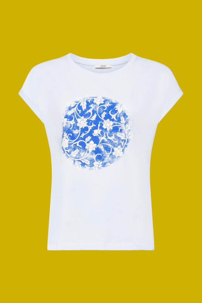 T-shirt met print, 100% katoen, PASTEL BLUE, detail image number 6