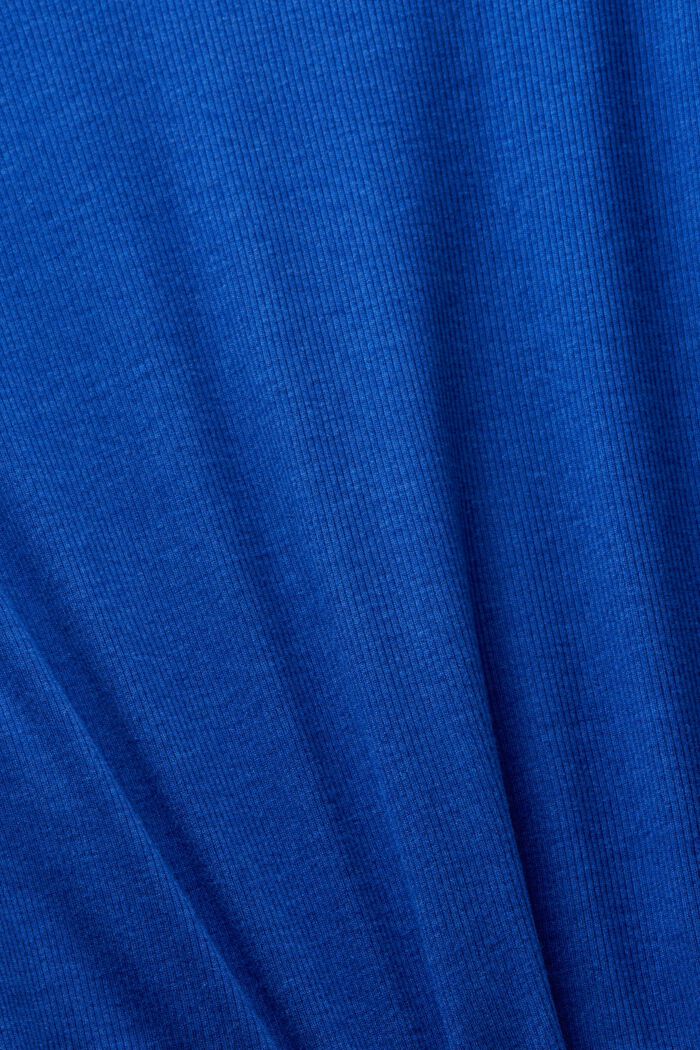 Geribd T-shirt met V-hals, BRIGHT BLUE, detail image number 4