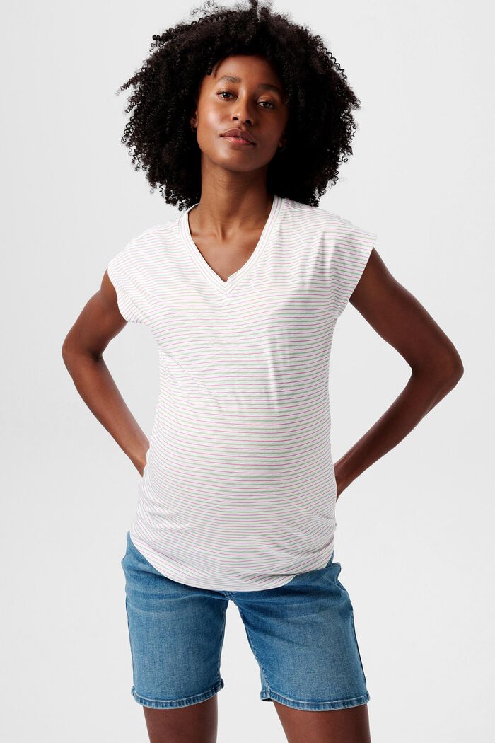 MATERNITY T-shirt rayé, BRIGHT WHITE, detail image number 0