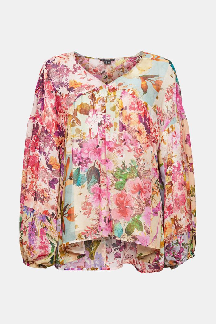 Gerecycled: chiffon blouse met bloemenmotief