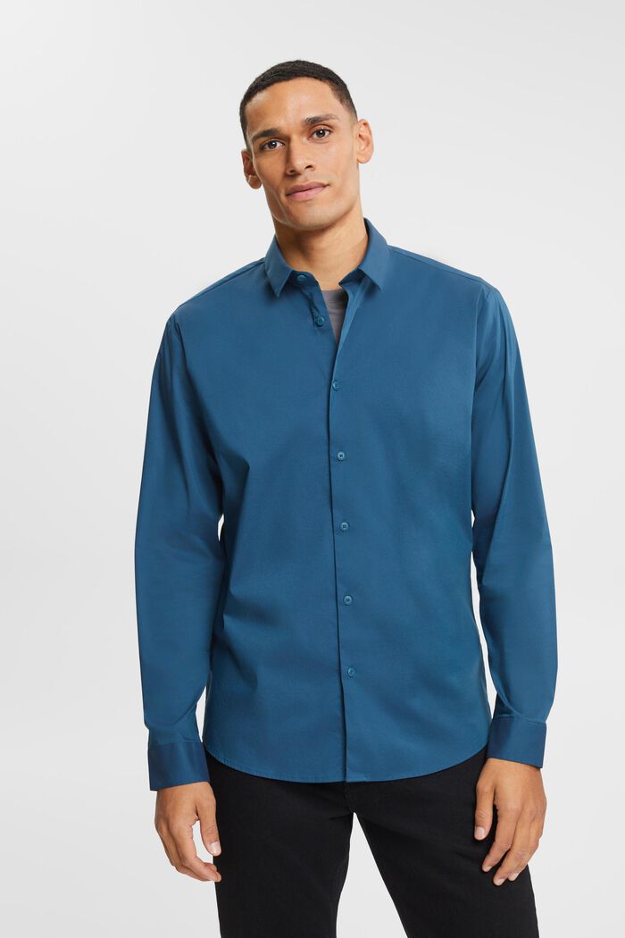 Shirt met slim fit, PETROL BLUE, detail image number 0