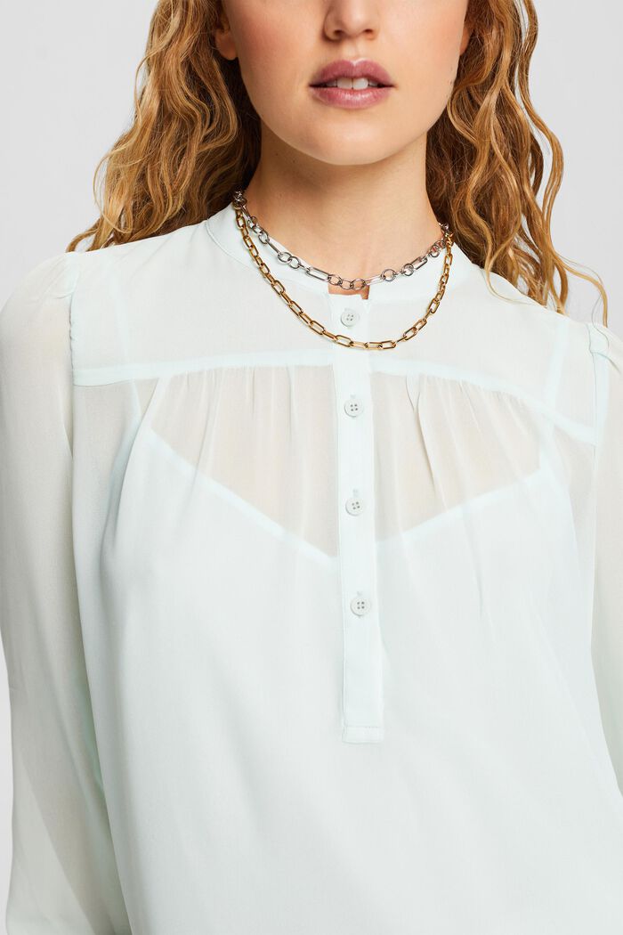Chiffon blouse met lange mouwen, LIGHT AQUA GREEN, detail image number 2