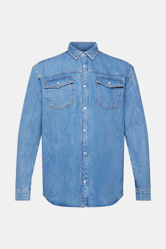 Denim shirt met relaxed model, BLUE MEDIUM WASHED, detail image number 2