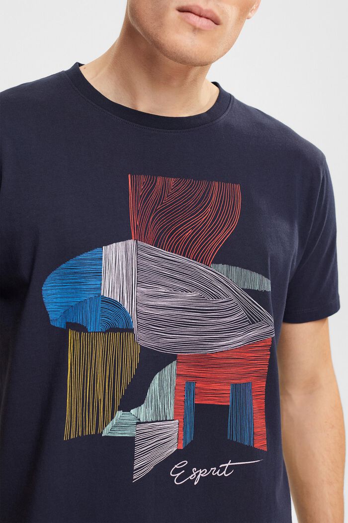 Jersey T-shirt met print op de voorkant, NAVY, detail image number 0