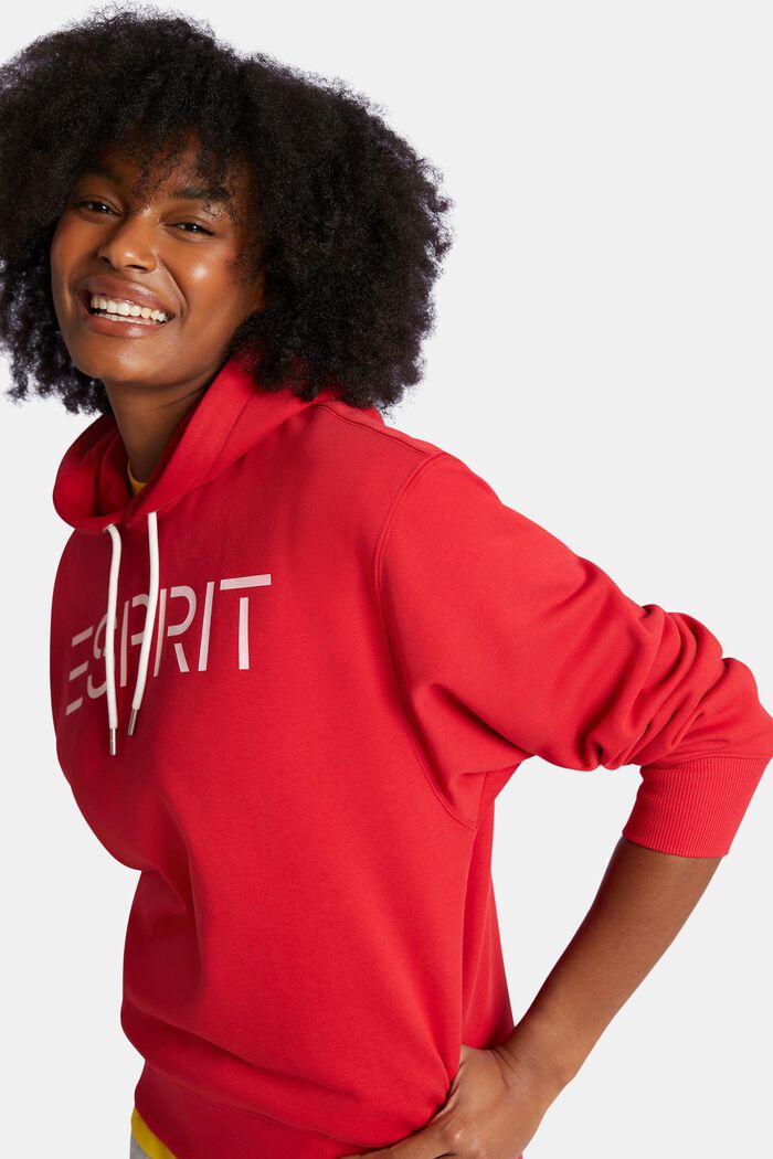 Uniseks hoodie van fleece met logo, RED, detail image number 2